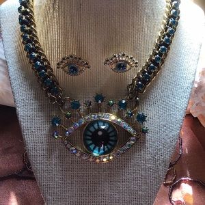 Betsey Johnson eye necklace and earring set